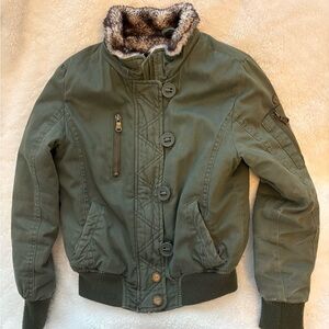 Urban Republic Olive Green Jacket with Faux Fur Lined Collar